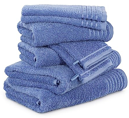 Möve Handtuchset New Classic 8-TLG Handtücher - 2X 20x15 cm + 2X 30x50 cm + 2X 50x100 cm + 2X 67x140 cm, 100% Baumwolle, Cornflower
