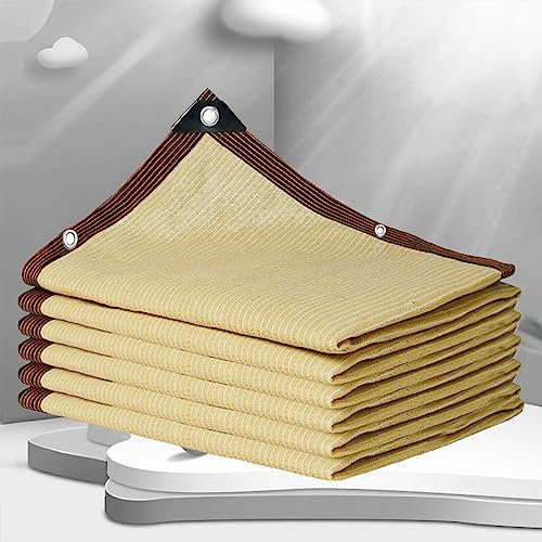 Filet d'ombrage Potager Toile d'ombrage 4x4 Ajouré Voile d'ombrage 3x3 4x4 5x5 Protection Solaire, Respirant, Couverture Végétales Serre, Pergola, Garage,beige-3x5m