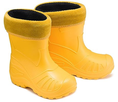 ESTRO Stivali da Pioggia Bambino - Stivali di Gomma Bambino Stivaletti Pioggia Bambino Stivaletti Gomma Bambina Stivali Bambino Pioggia con Fodera K050 (34 EU, K050 Giallo)