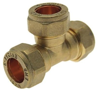 22mm Tee Brass Compression Fitting WRAS Approved