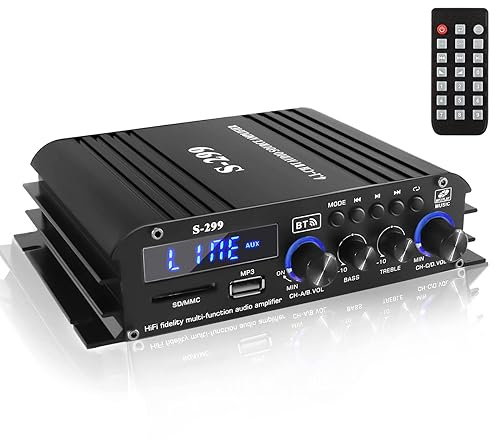 Romicta 4.1 Channel Home Audio Amplifier Receiver, Bluetooth 5.0 Mini Amp with Subwoofer Output, RMS 4x50W MAX 800W for Home Theater/Car- USB/SD/AUX Input, for Passive Speakers and Active subwoofer