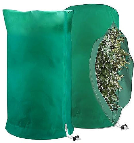 2 stycken växtskydd vinter krukväxter, vinterskydd för krukväxter, 80 x 60 cm, växter vinterskydd utomhus, skyddande växter vinter med dragkedja, dragsko, vinterskydd för växter