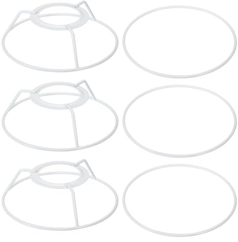 PATIKIL 4.7 Inch E26 E27 Lamp Shade Ring Frame with European Fitter, 3 Pack Lampshade Holder Wire Frame DIY Drum Ring for Table Floor Lamp White