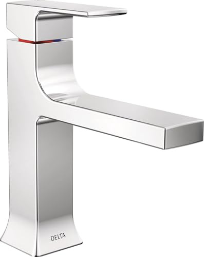 Delta Faucet Velum Rubinetto da bagno a foro singolo, rubinetto cromato per lavabo da bagno, rubinetto da bagno a maniglia singola, rubinetto da bagno, gruppo di scarico pop-up, cromato 537-MPU-DST