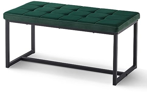 CLIPOP Panca imbottita per sala da pranzo, 100 cm, con rivestimento in velluto e gambe in metallo, stile moderno, per sala da pranzo, corridoio, camera da letto, guardaroba, cucina (verde)