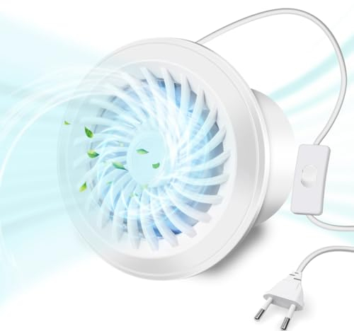Badlüfter 100mm mit Schalter, 4 Zoll Bad Lüfter Abluftventilator Leise mit Nachlauf, 20W Wandventilator Fenster Ventilator zur Entfeuchtung und Belüftung für Keller Küche Badezimmer Dusche WC
