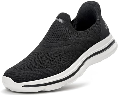 ODCKOI Slip on Sneaker Herren Ohne Schnürsenkel Schuhe Outdoor Sportschuhe Laufschuhe Leichtgewichts Atmungsaktiv Hand-Free Freizeit Straßenlaufschuhe Schwarz HEISE-43