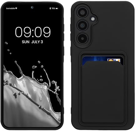 kwmobile fodral kompatibelt med Samsung Galaxy A35 fodral – TPU telefonskydd med kreditkortshållare – svart