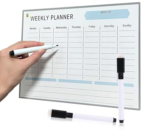 Belegao veckoplanerare whiteboard magnetisk, A4 att göra-lista för kylskåp med markörpenna, torkning, dagliga uppgifter, organiserare, måltidsplanerare för hem- och kontorsschema, måltid,