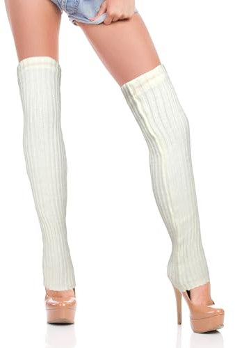 GOZINA Stulpen Damen, Langer Stulpen Leg Warmers Stulpen für Damen Overknees Strümpfe Damen, Winterliche Wärme Beinstulpen sich zum Radfahren, Ballett, Fußball (Weiß)