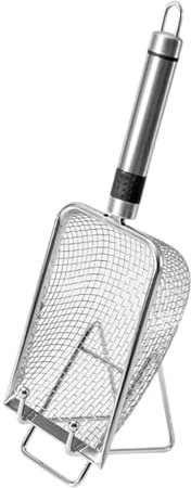 Metall-Katzenstreu & Basis Combo Feine Mesh Loch Design Effiziente Katzenkot Für Streu KuW594 (Silver, 28.5X10X5CM)