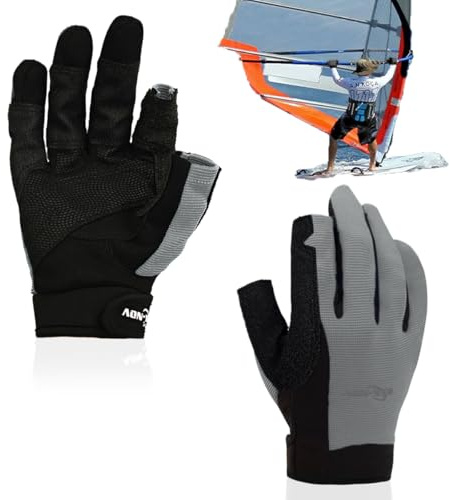 2XK-NOV Guantes Vela Hombre Mujer - Sailing Gloves, Guantes Remo Kayak Verano para Nautica Ligera Windsurf, Dedos ¾, 1 Par (Mida Circunferencia de la Palma Antes de ordenar) (Gris, XXL)