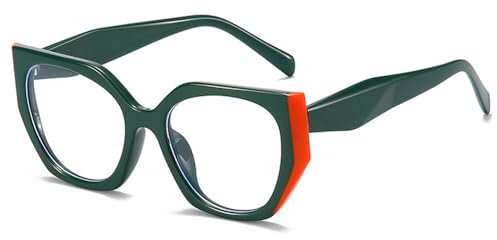 Vintage Polygon Cat Eye Dam Glasögonbåge Mode Clear Lens Glasögon Män Optisk dubbelfärgad Båge, Svart vit