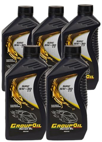 Lubrificanti GROUPOIL 5W30 ACEA C3 5x1L- Olio motore totalmente sintetico formulato con oli base sintetica ad alte prestazioni - 100% made in italy