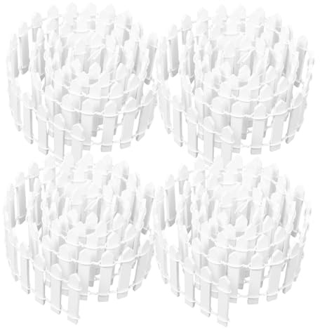 BESTonZON Lot De 4 Mini Clôtures De Jardin Décoratives Blanches en Plastique pour Jardin Féerique, Pot De Fleurs, Bonsaï, Bordure Extérieure