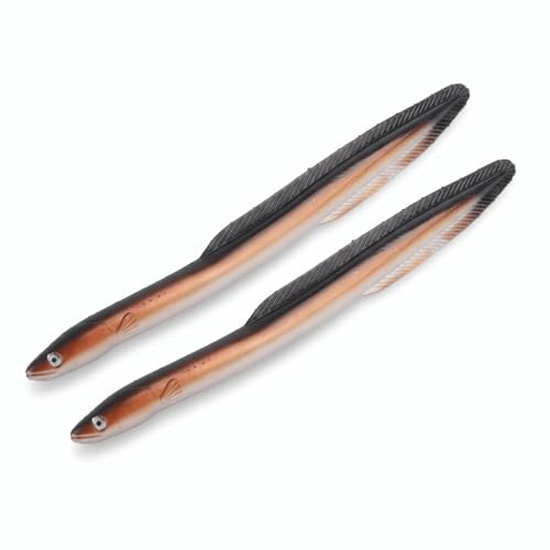 Chiffonade 2PCS 30cm Soft EEL Fishing Lures -PVC Simulation Artificial Bait for Saltwater & Freshwater Fishing (Brown)
