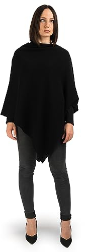 Dalle Piane Cashmere - Poncho aus 100% Kaschmir - Made in Italy - für Frau, Farbe: Schwarz, Einheitsgröße
