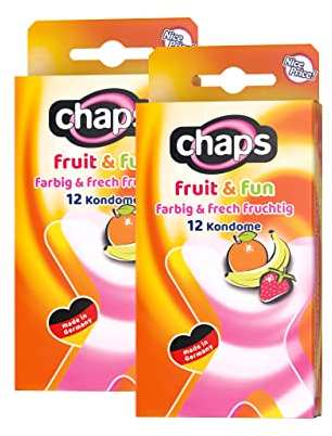 chaps Kondome fruit & fun, farbig & frech fruchtig, bunt - für Abwechslung und Spaß, 24 Stück, Made in Germany