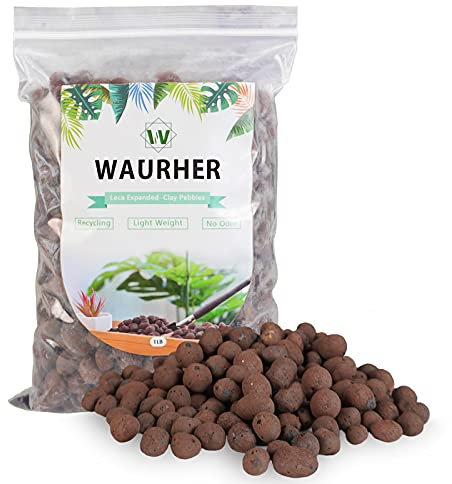 WAURHER Leca Expanded Clay Pebbles Grow Media for Indoor Plants Hydroponic Growing Gardening System Supplies 1LB