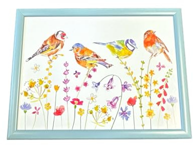 British Birds Cushioned Bean-Bag Lap Tray 44×33 cm Garden Birds Design – Breakfast, Laptop, TV Dinner Tray with Stabilising Bean Cushion Base