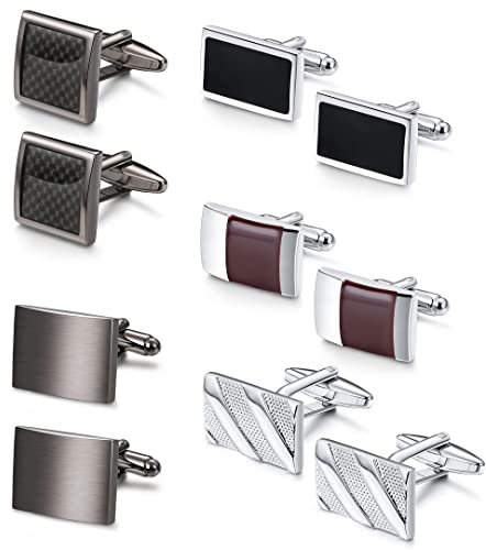 YADOCA 5 Pares Gemelos Clásicos para Hombres Gemelos Personalizados Negro Único Boda Negocios Esmoquin Camisa Gemelos Conjunto con Caja de Regalo