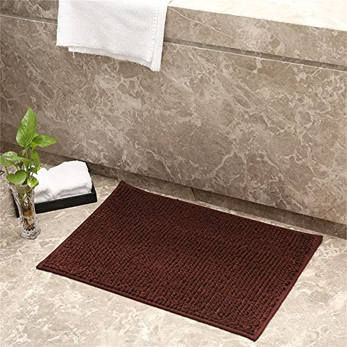 Odot rutschfeste Hochflor Badteppiche Maschinenwaschbare Badematte, Weiche Chenille für Badewanne, Dusche und Badezimmer,Badvorleger (Braun,50x80cm)