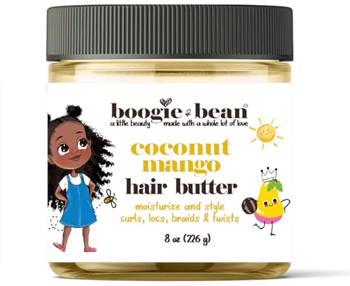 Boogie and Bean Hair Cream or Ointment for Thick and Curly Hair for Children with Crazy Curls, Curls, Kinks and Braids, Made from Natural Oils such as Coconut Butter and Mango for Neg Hair
