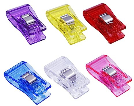 Fezf Fabric Clips, 30 Pack - Sturdy Plastic & Metal, Quilting Clips, Crochet, 6 Colors, Alternative to Pins, Lightweight