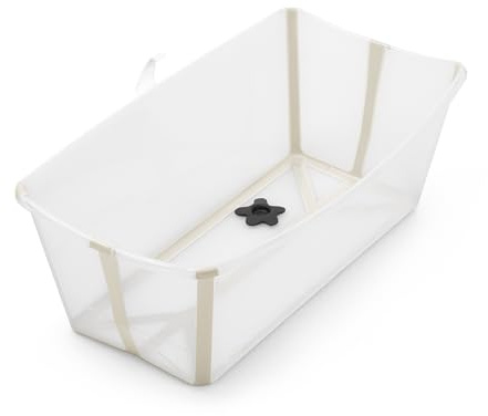 Stokke Flexi Bath, Sandy Beige - 64 x 24 x 34 cm - Bañera plegable para recién nacidos y bebés, liviana, resistente y fácil de guardar - Ideal para casa o viajes