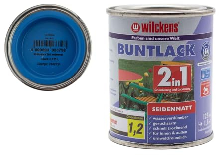 Wilckens Buntlack 2in1 Dispersion seidenmatt 30 Farben 125ml, Farben:Lichtblau