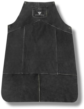 STAHLWERK Tablier de soudeur | Tablier de protection | Tablier en cuir | Tablier de forgeron | Tablier de travail | Tablier d'atelier | Tablier de soudeur en cuir croûte de haute qualité