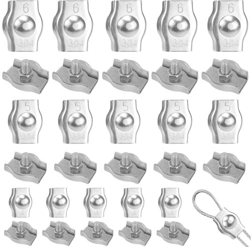 Clip de cuerda de alambre de acero único, clip de fijación de acero inoxidable 304, clip de cable para fijar la tolva del tensador de cuerda (m4, m5, m6)