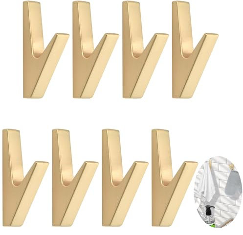 DAIRYCOF Garderobenhaken schwarz Kleiderhaken für akustikpaneele Zinklegierung, Wandhaken für Bäder Küchen (8 Stück Gold)