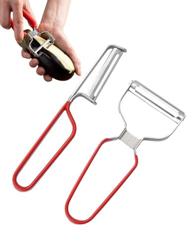 MYGLOAR 2 pièces éplucheur de tomates et de Kiwis à Vendre, éplucheur de légumes, éplucheur Extra Large Chef, Double Lame, Manche en Plastique Robuste, Rouge