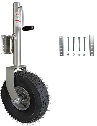 Ruota di supporto 900 kg per rimorchio, tubo da 57 mm, Rotella di sostegno carico pesante, ruote per rimorchi, cric regolabile per rimorchi per auto, barche, roulotte, rimorchi (Pneumatici grandi)