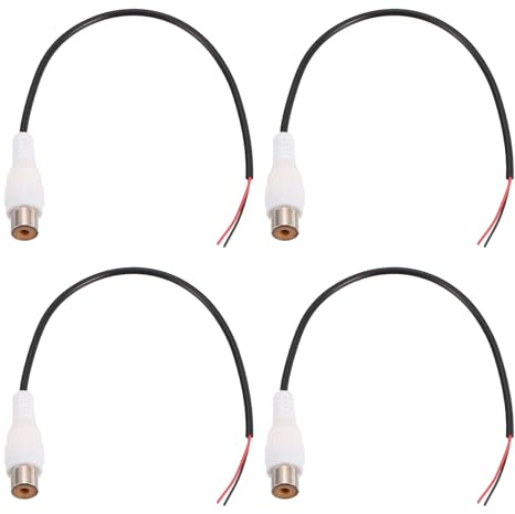 sourcing map 4pcs 7 Inch RCA Audio Subwoofer Cable, 1 RCA Female Adapter to Bare Wire Open End Audio Video Speaker Cable for Amplifier Home Theater, White