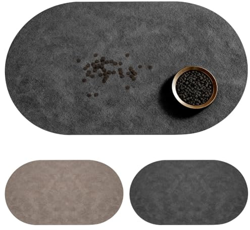 CEWROM Napfunterlage Hund, 30 X 50 cm Futtermatten für Haustiere, Große Futtermatte Hundenapf Unterlage, Super Saugfähige Schnelltrocknend rutschfest Futtermatten für Hunde und Katze (Dunkelgrau)