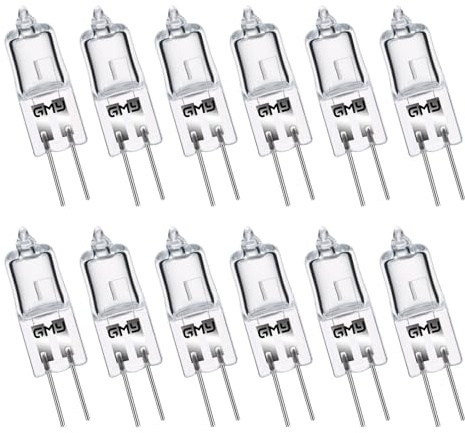 GMY 12 Pièces Ampoule Halogène G4 12V 20W, Dimmable 2800K Résistante 300°C Culot 2 Broches G4 Pour lustres, Hottes de cuisson, Micro-ondes, Fours, Pour Hotte