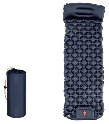 Materasso ad aria da campeggio doppio con cuscino, materassino gonfiabile per esterni, impermeabile e portatile (blu scuro, per una persona)