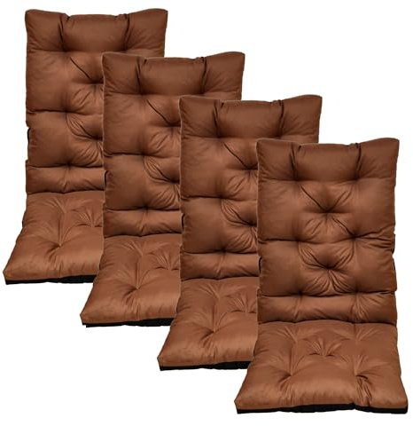 nana shop Coussin Salon de Jardin Extérieur avec Dossier, Coussin Fauteuil Jardin Imperméable 120x50x8cm, Coussin Chaise Extérieur Confortable pour Balcon Terrasse (4, Brun)