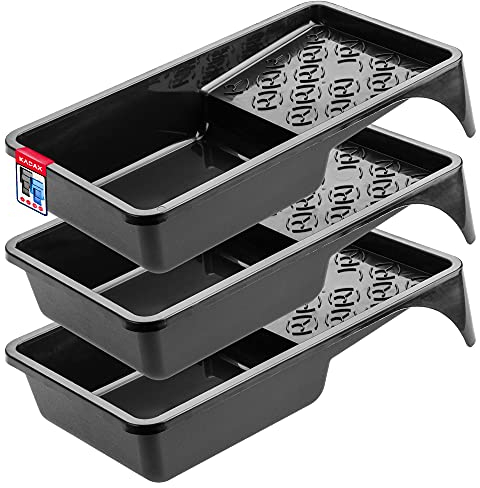 KADAX Bac à Peinture en Plastique, Bol de Peinture pour Peinture Murale, bac à Peinture avec Petite poignée, Accessoire de Peinture, Fournitures de Peinture, Plateau de Peinture (3, Noir)