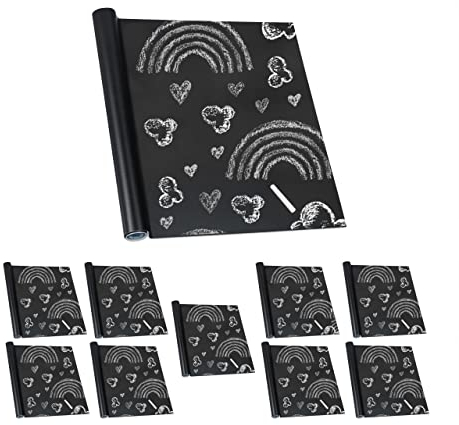 Relaxdays 2 x Tafelfolie selbstklebend, Tür, Kühlschrank & Wand, beschreibbar & abwischbar, 200x45 cm, Kreidefolie, schwarz