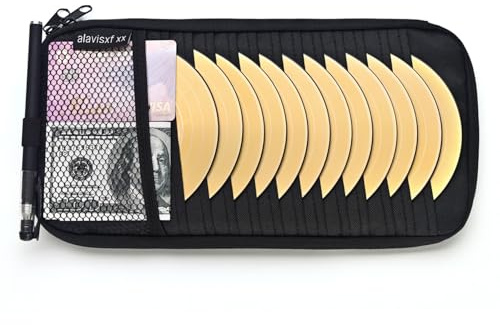 alavisxf xx Car CD Holder, DVD Vehicle Visor Storage Organizer, Large Capacity CD Visor Case with 12 Sleeves, 1 Mesh Pocket, 1 Pen Holder, 1 Back Inner Pocket (Black)