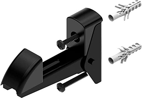 Arret Automatique de volet battant - Porte et Portail - Avec vis et chevilles - Fermeture butée pour blocage sécurité du volet - Epaisseur Maximum 50 mm - Matériau Aluminium couleur noir