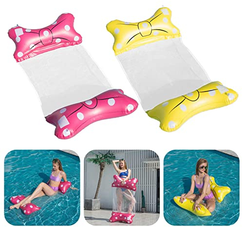 2 St. Wasserhängematte Wasserluftmatraze mit Netz Wasserliege Strand, bade- strandspielzeug Pool, luftmatratze mit netzboden im Schwimmbad Pool, Vivi Idee (Rot Gelb)