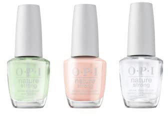 OPI Nature Strong Natural Origin Vegan Nail Polish, A Clay in the Life, Top Coat & Base Coat Trio, 3 x 15ml