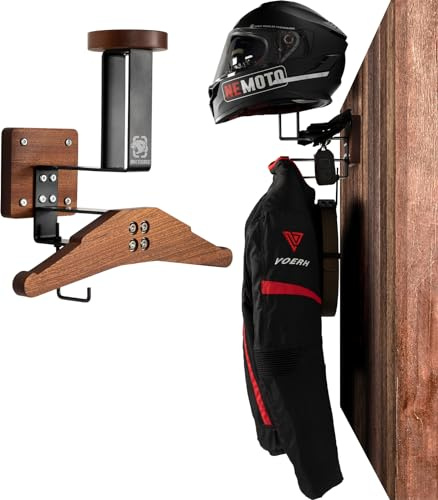OneTigris Support Casque Moto Mural – Porte-Casque Robuste 40 kg, Organiseur Murale pour Veste, Gants & Équipement Moto/Vélo,Tactique, Gain de Place