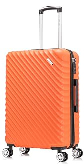 24 Medium Suitcase Check in Suitcase Super Lightweight 4 Wheel Dual Spinner ABS Hard Shell Luggage with Built in 3-Digit Combination Lock for 15 to 20kg 65 Litre