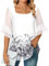 ACDAY Dressy Tops for Women Wedding Guest, Ruffle 3/4 Sleeve Dressy Top for Evening Wear Casual Square Neck Chiffon Tops Floral Going Out Concerts Shirts Double Layers Mesh Tunic White Evening Top