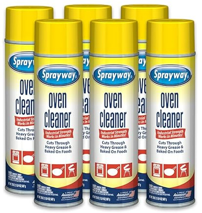 Sprayway Oven Cleaner Aerosol Spray, 20oz, Pack of 6 | Foaming Action, Cuts Through Grease & Baked-On Food | No Scraping, Works on Warm or Cold Ovens, Grills, Grates